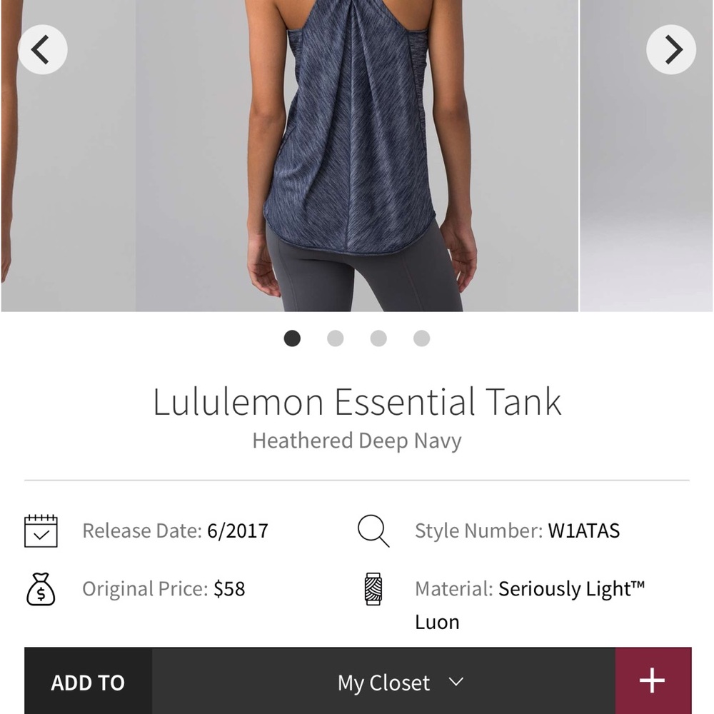 lululemon Essential Tank - Heathered Deep Navy